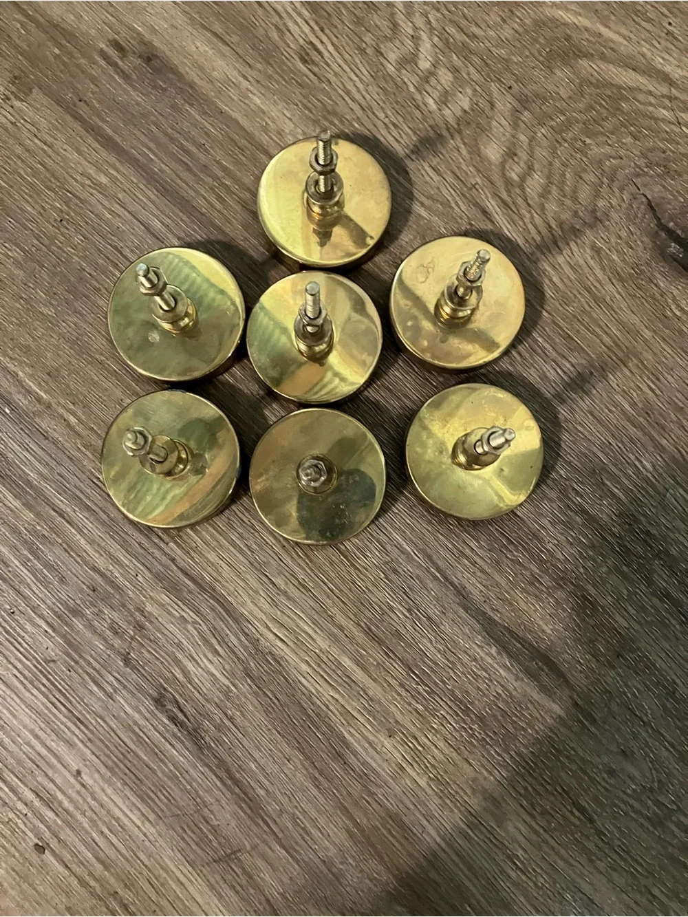 Brass Accent Cabinet Knobs with Green Striped Inlay - Set of 7